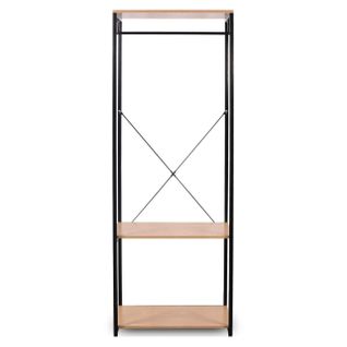 Portant Avec Étagère Chaussures En Métal Et Bois Marron Noir 19_0000491