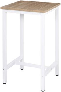 Table De Bar Table De Cuisine En Aggloméré Et Métal Table De Bistrot Table Haute 102 Cm Chêne Clair