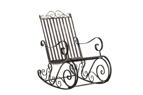 Chaise Fauteuil à Bascule Rocking Chair Pour Jardin En Fer Bronze Vieilli Mdj10102