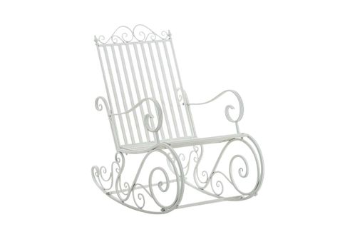 Chaise Fauteuil à Bascule Rocking Chair Pour Jardin En Fer Blanc Mdj10105