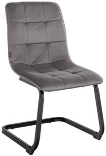 Chaise De Salle à Manger X1 Housse En Velours Matelassé Gris Foncé Et Cadre En Métal Noir Cds1011