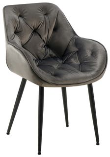 Chaise De Salle à Manger X1 Design Et Moderne Assise En Velours Anthracite Et Pieds En Métal Noir