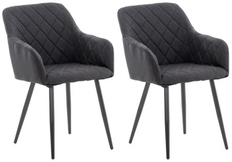 Lot De 2 Chaises De Salle à Manger Design Retro Coutures Décoratives En Losanges Assise En Tissu N