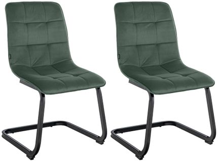 Set De 2 Chaises De Salle à Manger En Velours Vert Foncé Et Pieds Luges En Métal Noir 10_0001579
