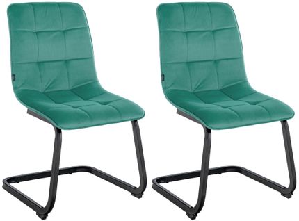 Set De 2 Chaises De Salle à Manger En Velours Vert Et Pieds Luge En Métal Noir 10_0001580