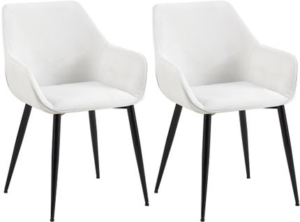 Set De 2 Chaises De Salle à Manger Avec Accoudoirs Design Moderne Et Confortable En Tissu Crème Et