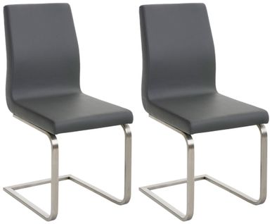 Lot De 2 Chaises De Salle à Manger Cuisine Salle D'attente En Pvc Gris Et Pied En Forme Luge Acier