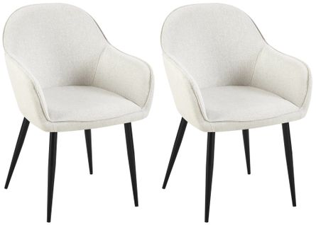 Set De 2 Chaises De Salle à Manger Avec Accoudoirs Design Moderne Et Confortable En Tissu Crème Et