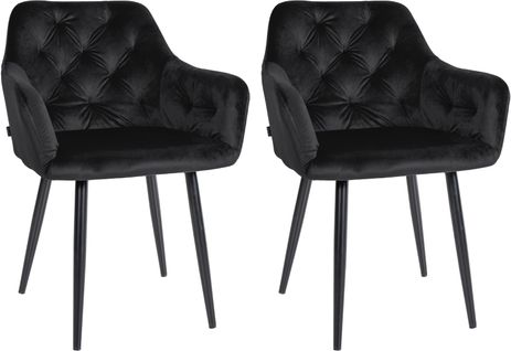 Set De 2 Chaises De Salle à Manger Design Moderne Couture Capitonné Assise En Velours Noir 10_0001
