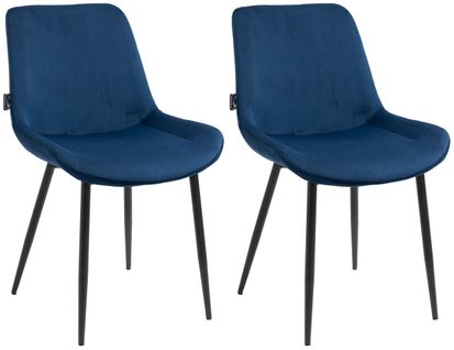 Set De 2 Chaises De Salle à Manger Design Moderne Assise En Velours Bleu Et Pieds En Métal Noir 10