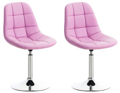 Lot De 2 Chaises De Salle à Manger Lounge Pivotante En Pvc Rose Et Pieds Trompette Métal Chromé 10