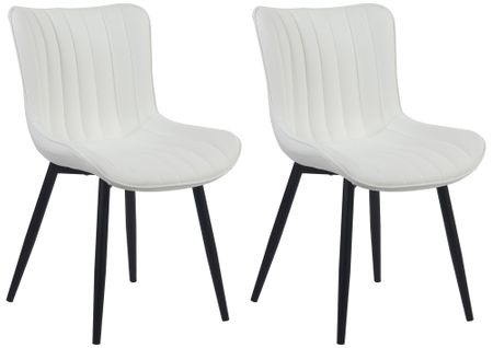 Lot De 2 Chaises De Salle à Manger Coutures Décoratives Verticales Avec Pieds En Métal Noir Assise