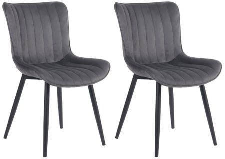 Lot De 2 Chaises De Salle à Manger Coutures Décoratives Verticales Avec Pieds En Métal Noir Assise