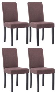 Lot De 4 Chaises De Salle à Manger Design Classique En Tissu Marron Et Pieds En Bois Noir 10_00017