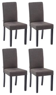 Lot De 4 Chaises De Salle à Manger Design Classique En Tissu Gris Foncé Et Pieds En Bois Noir 10_0