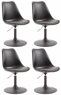 Lot De 4 Chaises De Salle à Manger Pivotante Hauteur Réglable En Plastique Noir Et Pied Trompette