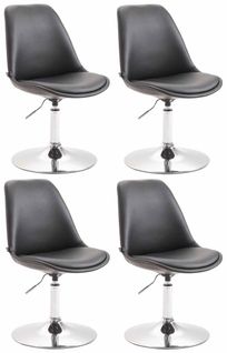 Lot De 4 Chaises De Salle à Manger Pivotante Hauteur Réglable En Plastique Noir Et Pied Trompette