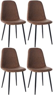 Lot De 4 Chaises De Salle à Manger Design Moderne Avec Pieds En Métal Noir Et Assise En Pvc Marron