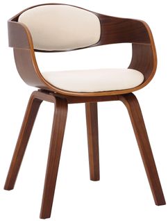 Chaise De Bureau Salle à Manger Visiteur Design Scandinave En Bois Foncé Et Assise En Pvc Crème 10