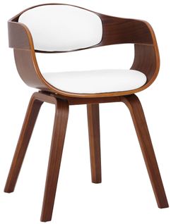 Chaise De Bureau Salle à Manger Visiteur Design Scandinave En Bois Foncé Et Assise En Pvc Blanc 10