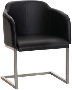 Chaise De Salle à Manger Fauteuil Visiteur Design Moderne En Pvc Noir Et Acier Inoxydable 10_00019