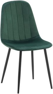 Chaise De Salle à Manger X1 Design Moderne Coutures Verticales Velours Vert Et Pieds En Métal Noir