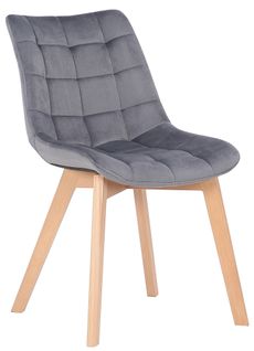 Chaise De Salle à Manger X1 Rembourrage Généreux En Velours Gris Piètement En Bois 10_0002083