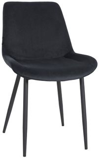 Chaise De Salle à Manger Design Moderne Assise En Velours Noir Et Pieds En Métal Noir 10_0002153