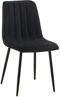 Chaise De Salle à Manger X1 Coutures Décoratives Verticales Assise En Tissu Noir Pieds En Métal No