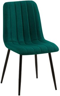 Chaise De Salle à Manger X1 Avec Coutures Décoratives En Tissu Vert Foncé Et Pieds En Métal Noir 1