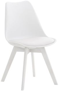 Chaise De Salle à Manger X1 Design Scandinave En Plastique Et Pvc Blanc Et Pieds En Bois Blanc 10_