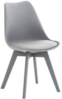 Chaise De Salle à Manger X1 Design Scandinave En Plastique Et Pvcgris Et Pieds En Bois Gris 10_000