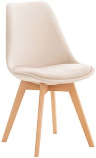 Chaise De Salle à Manger X1 Design Scandinave En Velours Beige Et Pieds En Bois Clair 10_0002280