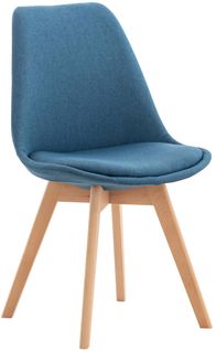 Chaise De Salle à Manger X1 Design Scandinave En Issu Bleu Et Pieds En Bois Clair 10_0002291