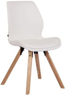 Chaise De Salle à Manger X1 Design Scandinave En Pvc Blanc Et Pieds En Bois Carrés Clair 10_000229