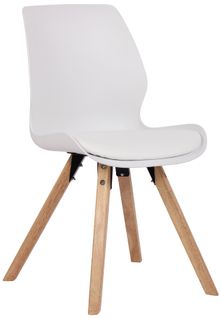 Chaise De Salle à Manger X1 Design Scandinave En Plastique Et Pvc Blanc Et Pieds En Bois Carrés Cl