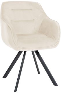 Chaise De Salle à Manger X1 Design Moderne Confortable En Velours Crème Piétement Stable à Quatre