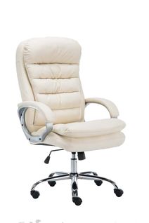 Fauteuil De Bureau Sur Roulettes Avec Mécanisme De Bascule Jusqu'à 235 Kg En Pvc Crème Et Métal