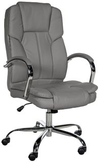Fauteuil De Bureau Sur Roulettes Largeur D'assise XXL En Pvc Gris Et Métal Chromé 10_0002418