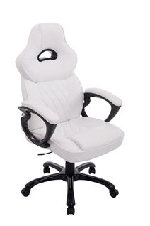 Fauteuil De Bureau Sur Roulettes Design Gaming Siège Rembourré Jusqu’à 180 Kg En Pvc Blanc 10_0002
