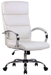 Fauteuil De Bureau Mécanisme De Bascule Coussins De Renforcement Pvc Blanc Et Métal Chromé 10_0002