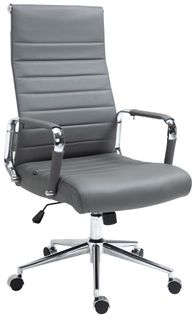 Fauteuil De Bureau Avec Accoudoirs Siège Pivotant Mécanisme à Bascule En Cuir Véritable Gris 10_00