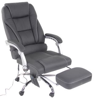 Fauteuil De Bureau Avec Fonction Massage Et Repose-pieds Ajustables En Véritable Cuir Noir 10_0002