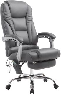 Fauteuil De Bureau Avec Fonction Massage Repose-pieds Dossier Inclinable En Pvc Gris 10_0002584