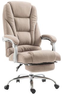 Fauteuil De Bureau Sur Roulettes Avec Repose-pieds Et Hauteur Ajustable Pivotant En Tissu Taupe 10