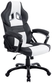 Fauteuil De Bureau Gaming Sur Roulettes Mécanisme D'inclinaison En Pvc Noir / Blanc Et Plastique 1