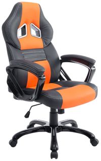 Fauteuil De Bureau Gaming Sur Roulettes Mécanisme D'inclinaison En Pvc Noir / Orange Et Plastique