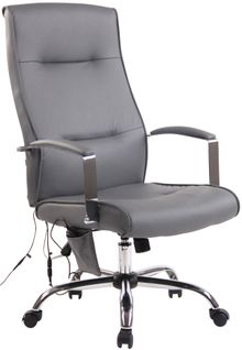 Fauteuil De Bureau Sur Roulettes Fonction Massage Mécanisme De Balance En Pvc Gris 10_0002606