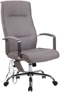 Fauteuil De Bureau Sur Roulettes Fonction Massage Mécanisme De Balance En Tissu Gris 10_0002611