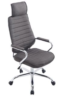 Fauteuil De Bureau Hauteur Réglable Pivotant Mécanisme De Bascule Tissu Gris Foncé Et Métal Chromé